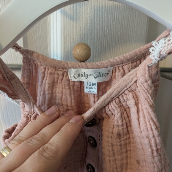 Emily & Oliver Dusty Pink 12M Overalls - Picture 8 of 8